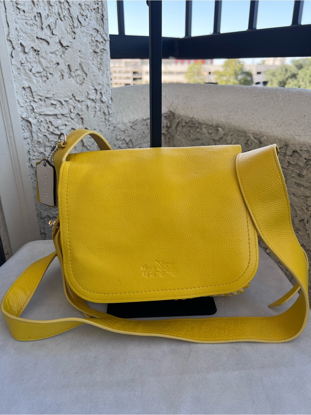 Coach Dakota Whipstitch Yellow  Leather Crossbody Bag